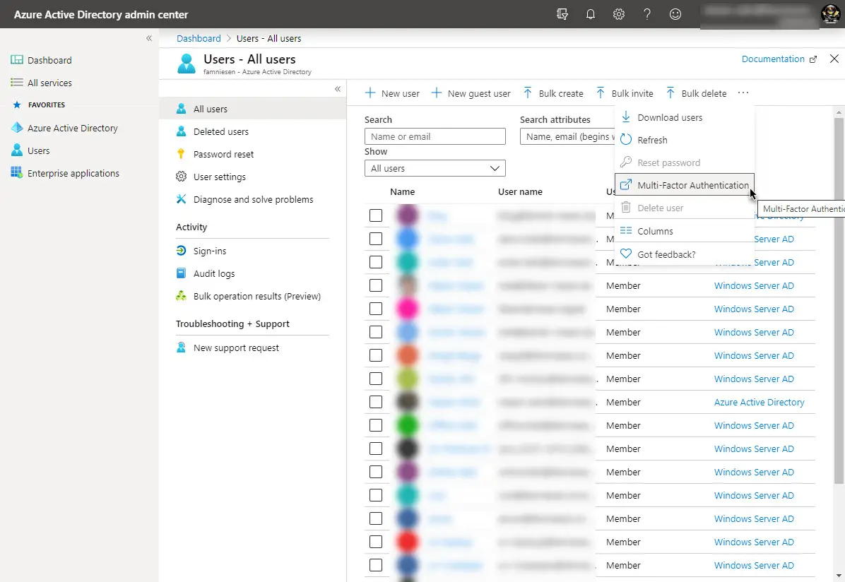 Azure Active Directory admin center 